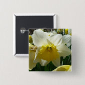 Gelb und Weiß Frühlingsblüte Button (Vorne & Hinten)