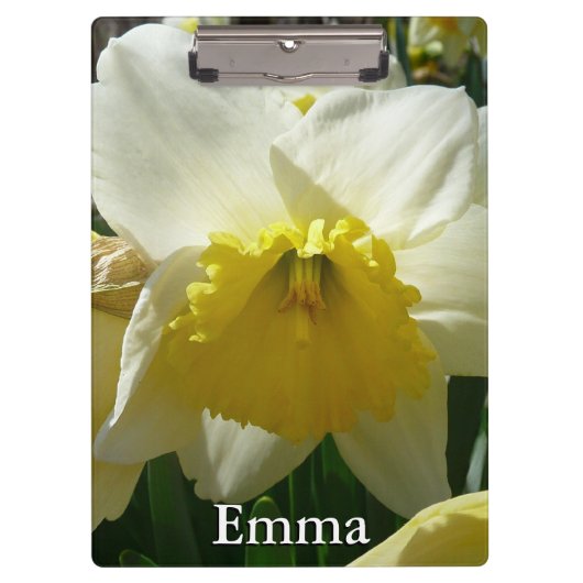 Gelb und Weiß Frühlingsblüte Klemmbrett (Vorderseite)