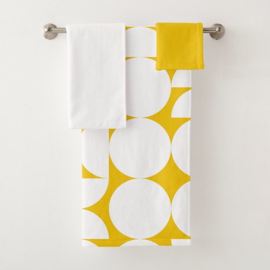 Gelb und weiß geometrisches Bauhaus Badhandtuch Set (Insitu)