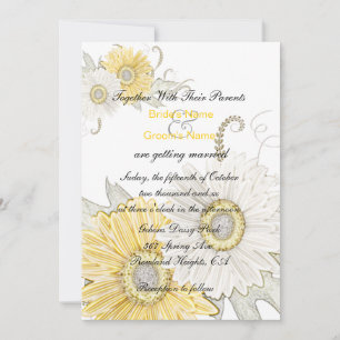 Gelb und Weiß Gerber Daisy Swirl Wedites Einladung