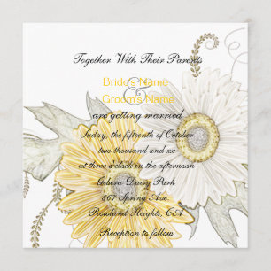 Gelb und Weiß Gerber Daisy Swirl Wedites Einladung