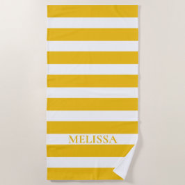 Gelb und weiß gestreifter Name Cabana Streifen Strandtuch