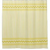 Gelb und weiß gestreiftes Ticken mit rassiger Spit Duschvorhang (Vorderseite)