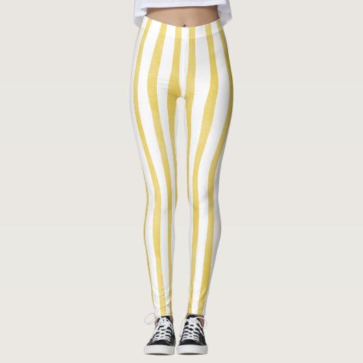 Gelb und weiß gestrichen leggings (Vorderseite)