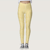 Gelb und Weiß Gingham Leggings (Vorderseite)