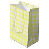 Gelb und Weiß Gingham Mittlere Geschenktüte (Rückseite Schrägansicht)