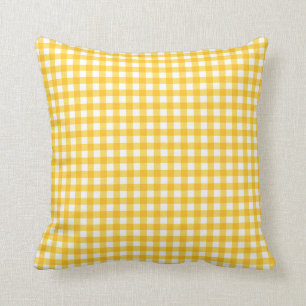 Gelb und Weiß Gingham Muster Kissen