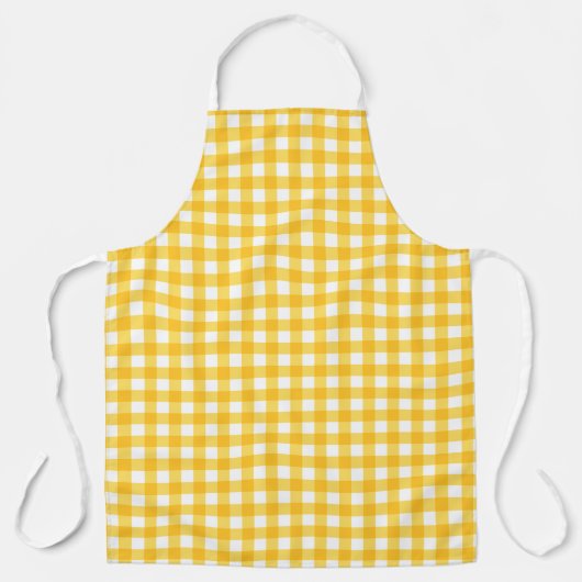 Gelb und Weiß Gingham Muster Schürze (Vorderseite)