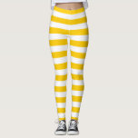 Gelb und weiß, horizontal gestreift leggings<br><div class="desc">Gelbe und weiße,  mittelgroße Streifen Leggings.
Mittlere Streifen: Art 1</div>