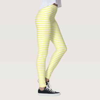 Gelb und weiß, horizontal Pinstriche Sommer Look Leggings