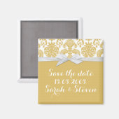Gelb und Weiß-Land-Damask Save the Date Magnet (Vorderseite/Rückseite)