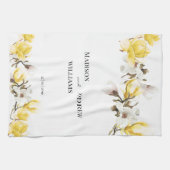 Gelb und weiß Magnolia Blossom Geschirrtuch (Horizontal)