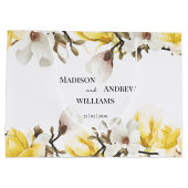 Gelb und weiß Magnolia Blossom Große Geschenktüte (Rückseite)