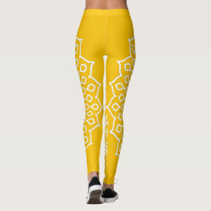 Gelb und Weiß Mandala - Dans-lew in Honig Leggings