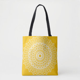 Gelb und Weiß Mandala - Dans-lew in Honig Tasche