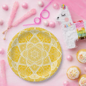 Gelb und Weiß Mandala - Loergano in Honig Pappteller (Party)