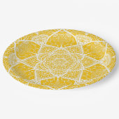 Gelb und Weiß Mandala - Loergano in Honig Pappteller (Schrägansicht)