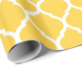 Gelb und Weiß marokkanisches Quatrefolie Geschenkpapier (Rolleneckpunkt)