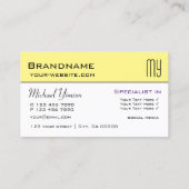 Gelb und weiß mit Beruflichen Initialen Visitenkarte (Rückseite)