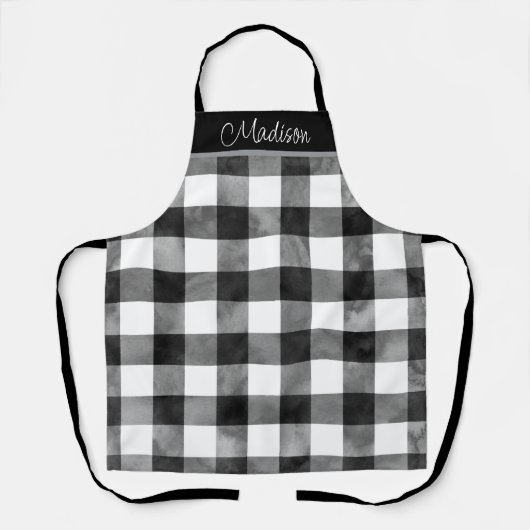 Gelb und Weiß mit Karierter Wasserfarbe Schürze (Vorderseite)