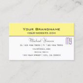Gelb und weiß mit Monogramm Beruflich Visitenkarte (Rückseite)