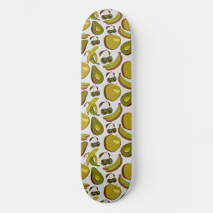 Gelb und weiß, nahtloses Muster tropischer Früchte Skateboard