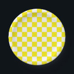 Gelb und weiß pappteller<br><div class="desc">Abstrakte digitale Kunst von Gelb-Weiß-Quadraten in einer karierten Formation.</div>