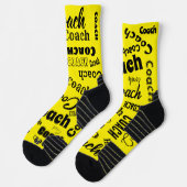 Gelb und weiß Personalisierter Coach Geschenk Name Socken (Links)