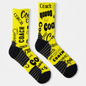 Gelb und weiß Personalisierter Coach Geschenk Name Socken (Rechts)