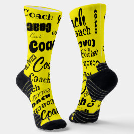 Gelb und weiß Personalisierter Coach Geschenk Name Socken