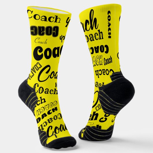 Gelb und weiß Personalisierter Coach Geschenk Name Socken (Gewinkelt)