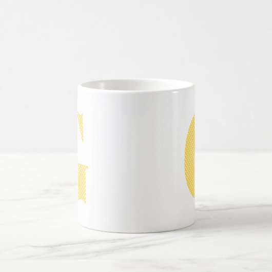 Gelb und Weiß-Polka-Dot-Monogramm Kaffeetasse (Mittel)
