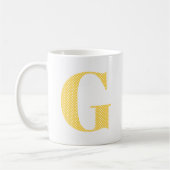 Gelb und Weiß-Polka-Dot-Monogramm Kaffeetasse (Links)