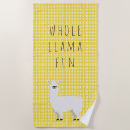 Gelb und Weiß Polka Dot Niedlich Llama Strandtuch