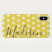 Gelb und Weiß Polka Dot Personalisierter Name Case-Mate iPhone Hülle (Rückseite (Horizontal))