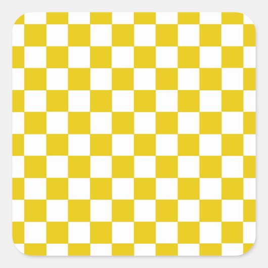 Gelb und weiß quadratischer aufkleber (Vorderseite)