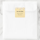 Gelb und Weiß Save the Date Quadratischer Aufkleber (Tasche)