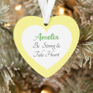 Gelb und Weiß: Starke Bibelvers Name Herz Ornament