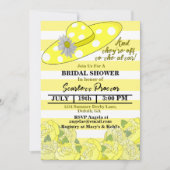 Gelb und Weiß Streifen Kentucky Derby Brautparty Einladung (Vorderseite)