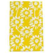 Gelb- und Weißblütenmuster Mittlere Geschenktüte (Vorderseite)