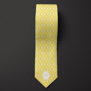 Gelb und Weiße Blütenblüte, Inspiriert Monogramm Krawatte