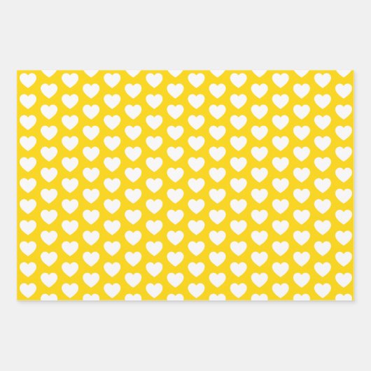 Gelb- und Weiße Herzen Geschenkpapier Set (Vorderseite 2)