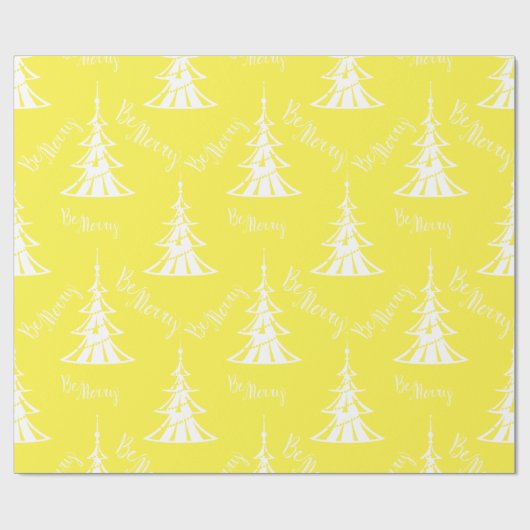 Gelb und weiße Weihnachten Geschenkpapier (Flach)