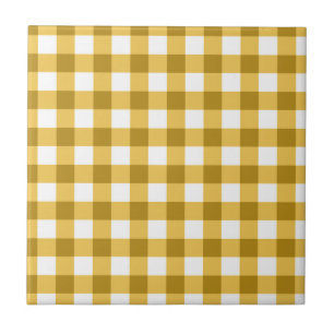 Gelb- und Weißer Gingham-Karo Fliese