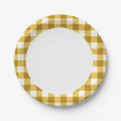 Gelb- und Weißer Gingham-Karo Pappteller (Vorderseite)