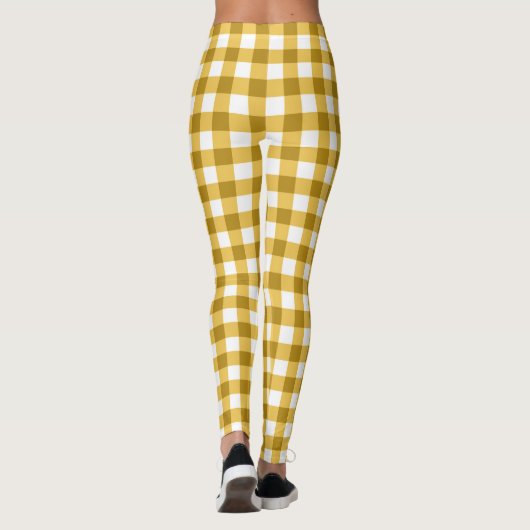 Gelb- und Weißer Gingham Leggings (Rückseite)