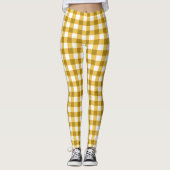 Gelb- und Weißer Gingham Leggings (Vorderseite)