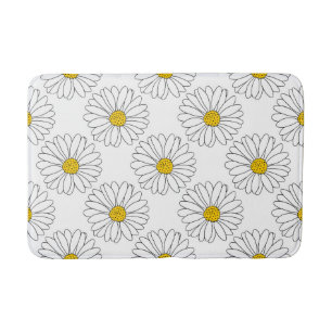 Gelb- und Weißes Daisy-Muster Badematte