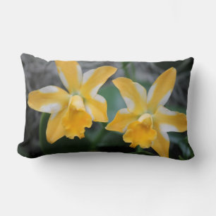 Gelb und weißes orchid Lumbalkissen Lendenkissen