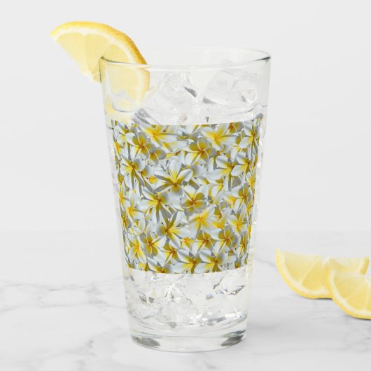 Gelb- und Weißfrangipani-Cluster, Glas (Vorderseite Ice)